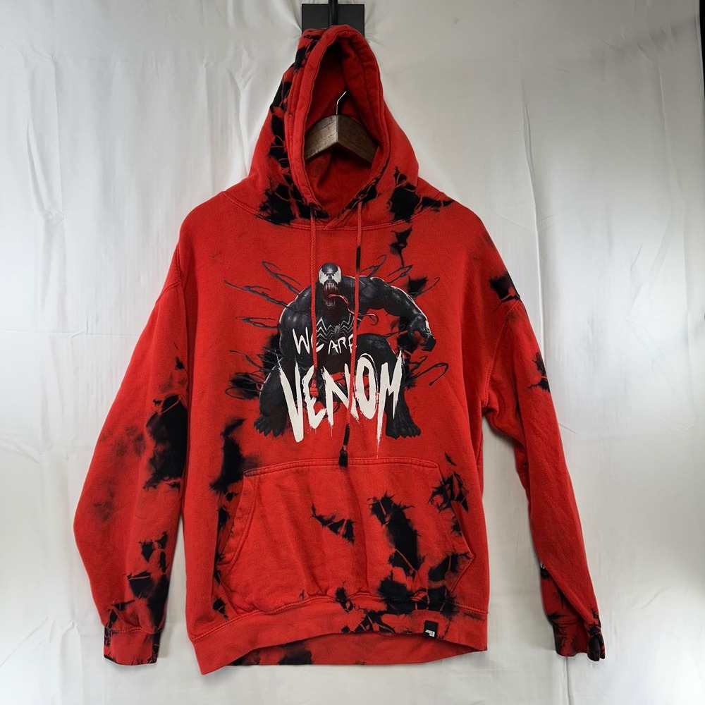 Marvel‎ Dim Mak Hoodie Mens Medium Red Black Tie Dye Venom Spider-Man Graphic